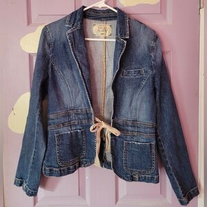 Old Navy Women's Blue Denim Jacket with Tie Waist